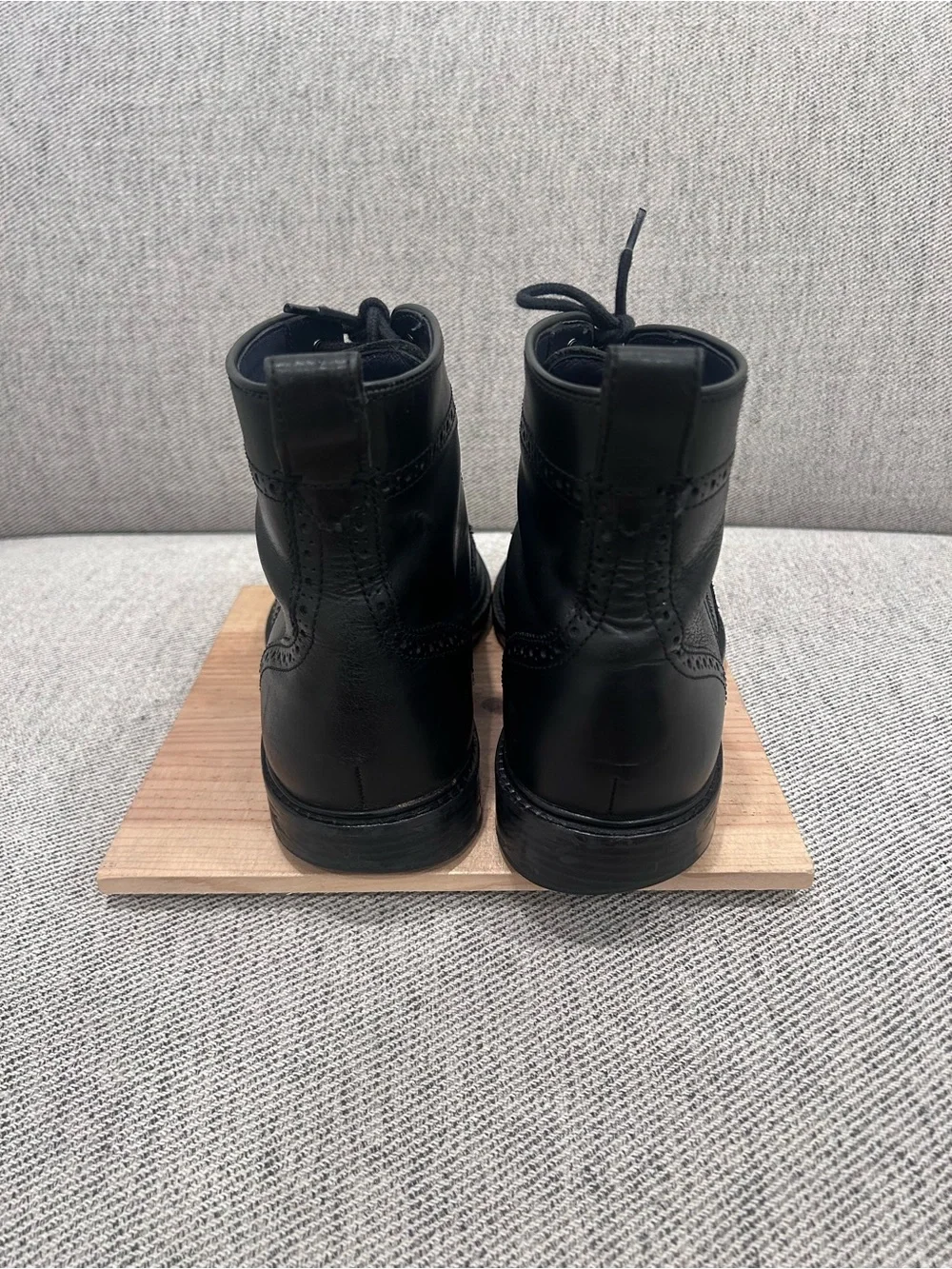 Cole Haan Black Leather Brogue Chukka Boots